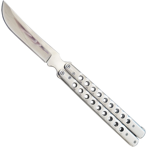 Minimalist Hira Zukuri Flipping Butterfly Knife - Polished Silver