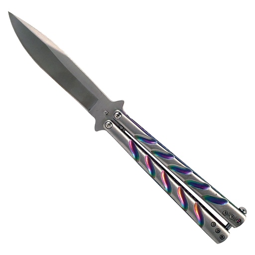 Iridescent Twister Performance Butterfly Knife - Rainbow Steel