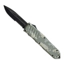Stonewash Blade Digital Camo Handle OTF Knife - Clip Point Serrated 